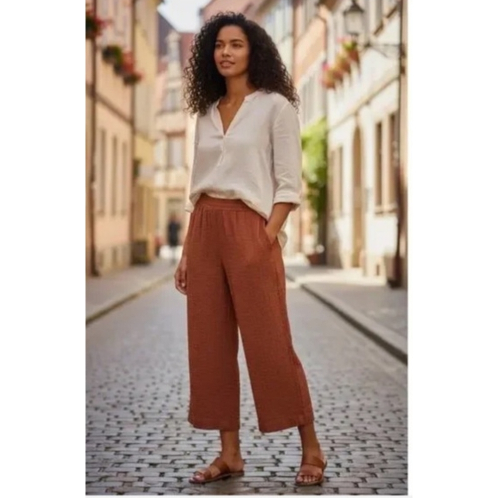 ATHLETA Echo Wide Leg Crop Pants In Sunbaked Clay Size 10